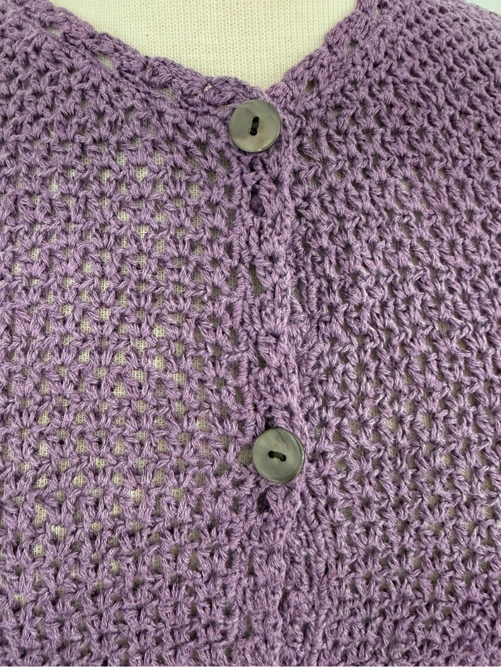 L. L. Bean Crochet Cotton Linen Button-Up Women's Sweater Cardigan Size Small - Picture 2 of 7
